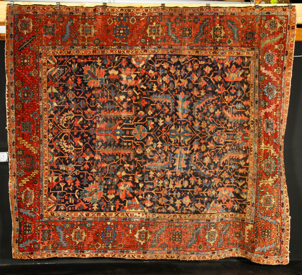 Appraisal: - Antique Persian Heriz Serapi Carpet Antique Persian Heriz Serapi