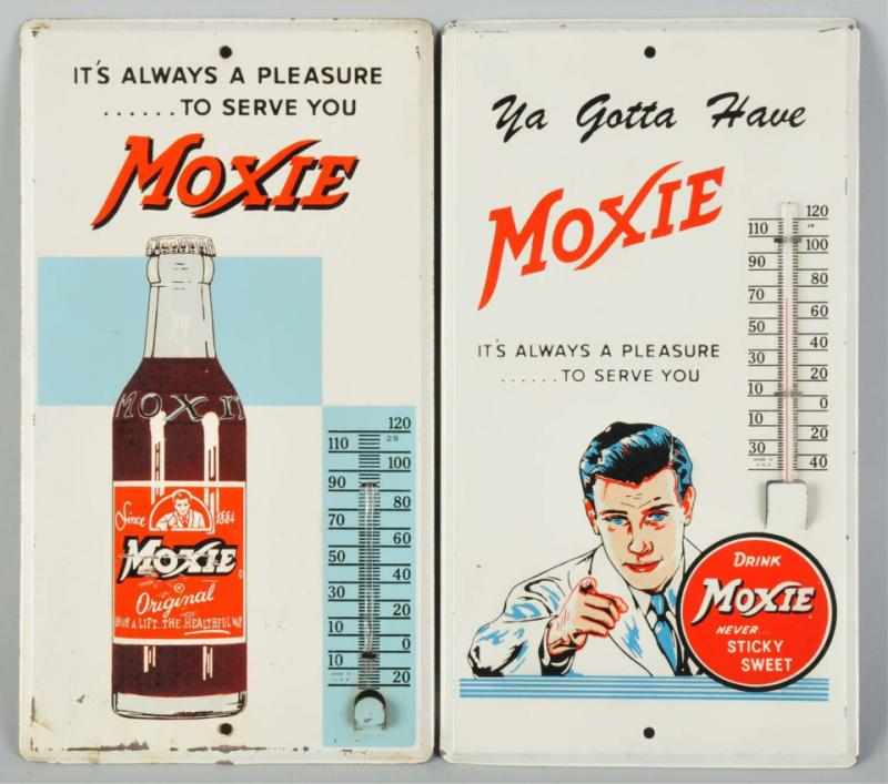 Appraisal: Lot of Tin Moxie Thermometers s to s One has