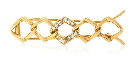 Appraisal: Sale Lot An Karat Yellow Gold and Diamond Barrette Paloma