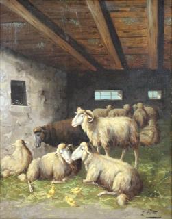 Appraisal: FOLTA L th C Oil on Canvas Sheep in a