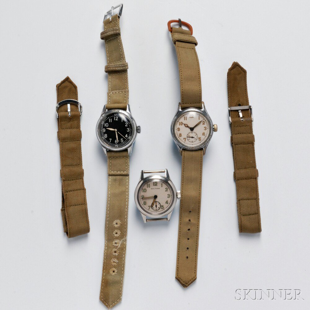 Appraisal: Three WWII American Wristwatches s two white dial with Radium