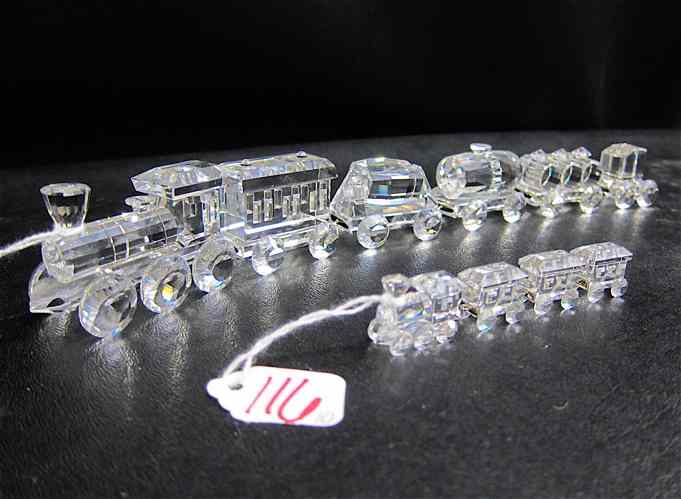 Appraisal: TEN PIECES SWAROVSKI CUT CRYSTAL piece train set includes engine