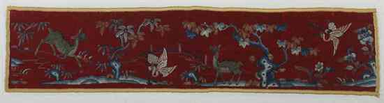 Appraisal: CHINESE SILK EMBROIDERED TEXTILE th century or earlier Animals in