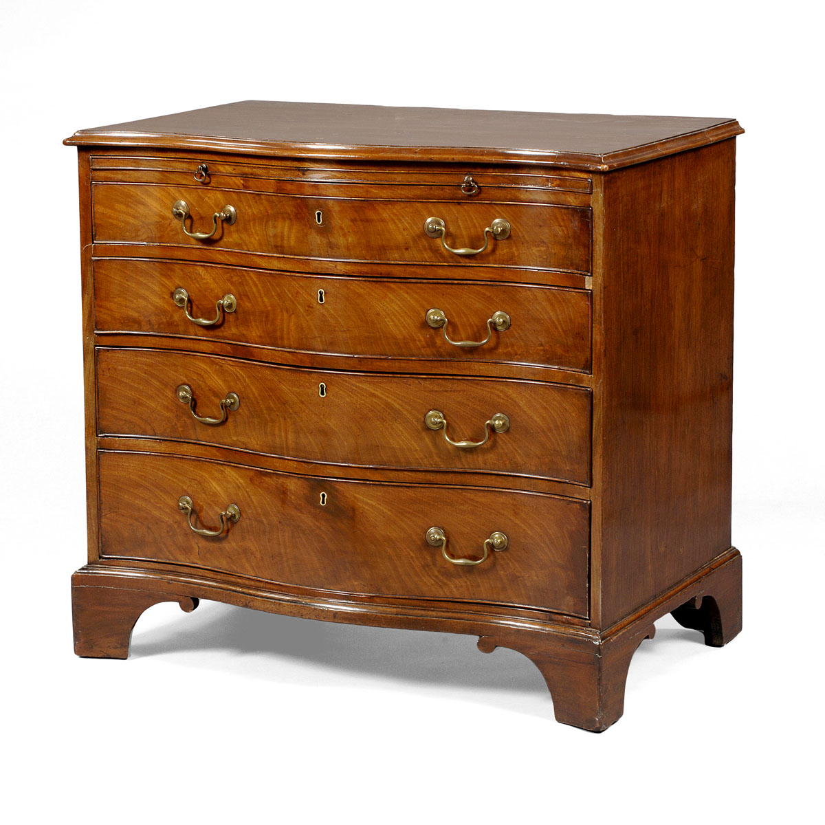 Appraisal: ENGLISH GEORGE III SERPENTINE MAHOGANY CHEST OF DRAWERS The rectangular