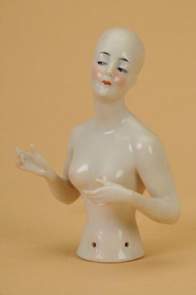 Appraisal: China Half Doll Lady Germany ca a fine quality glazed