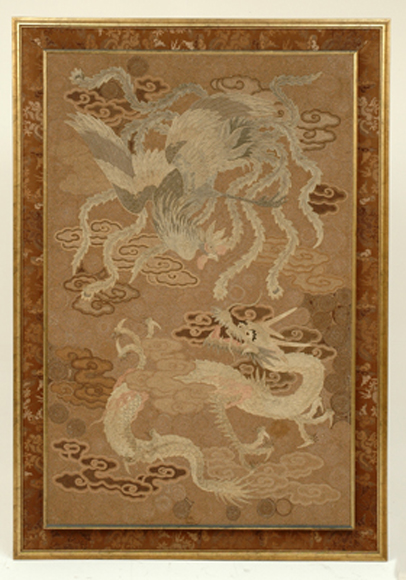 Appraisal: A JAPANESE TAPESTRY Meiji Period Depicting a fighting rooster and