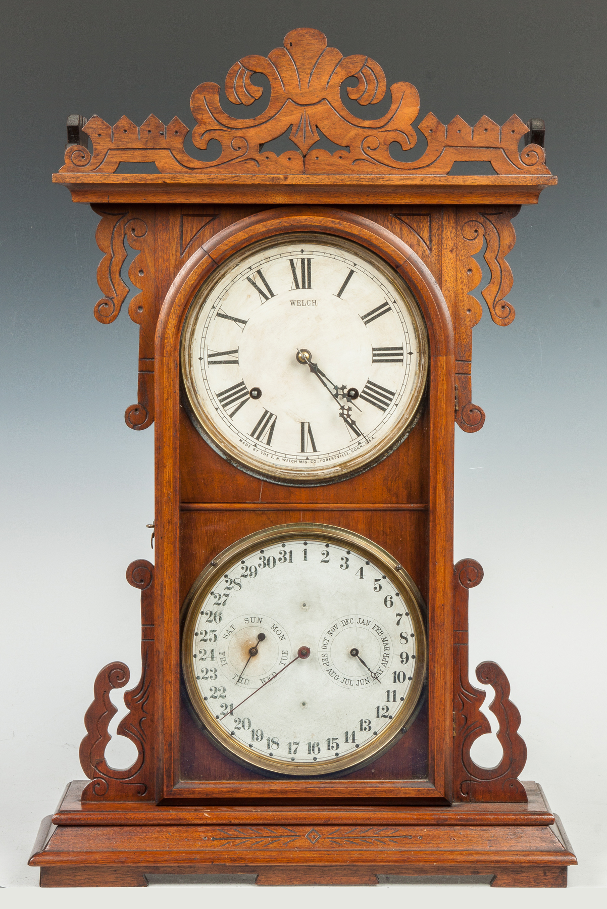 Appraisal: E N Welch Arditi Gales New Perpetual Calendar Shelf Clock