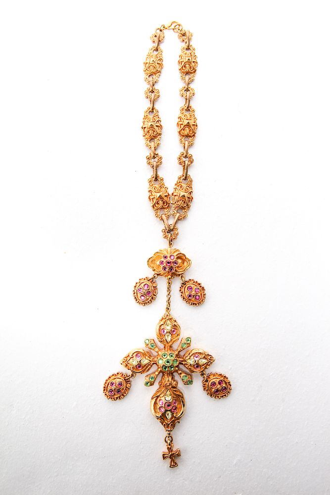 Appraisal: Christian Lacroix Gold-Tone Glass Pendant Necklace Christian Lacroix gold-tone and