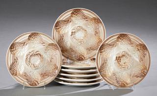 Appraisal: Set of Eight French Ceramic Oyster Plates th c Set