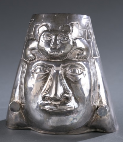 Appraisal: Peruvian Sterling Figural Vessel Regal head Underside marked Peru Plata