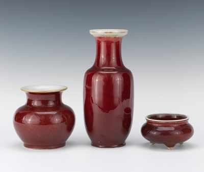 Appraisal: Three Sang de Boeuf Vessels Including a - H rouleau