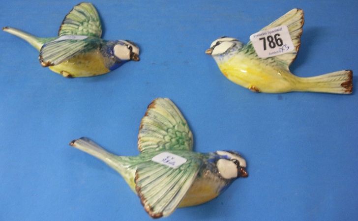 Appraisal: Beswick Wallplaques of Blue Tits x one tiny chip and