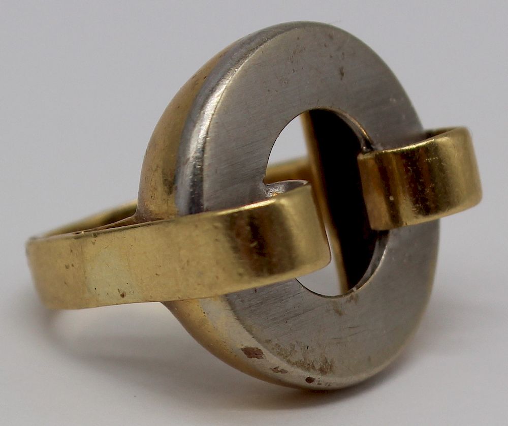 Appraisal: JEWELRY Signed Modernist kt Gold Ring Signed kt yellow gold