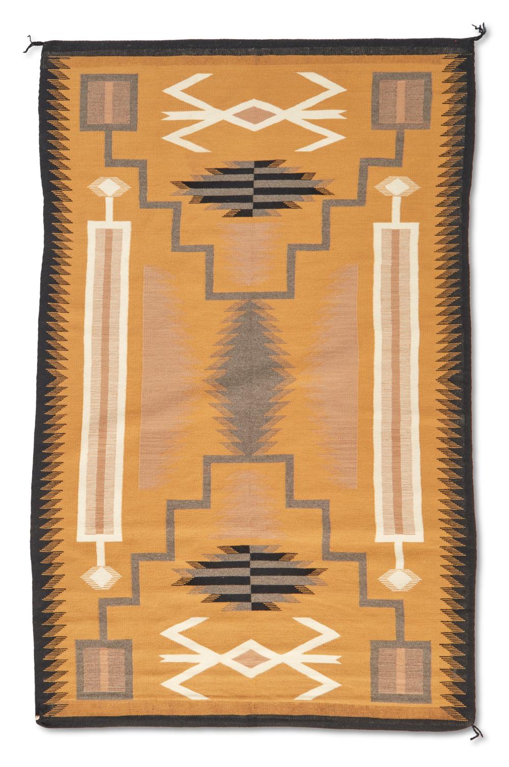 Appraisal: A Navajo Storm pattern rug Mid- th century Dine Woven