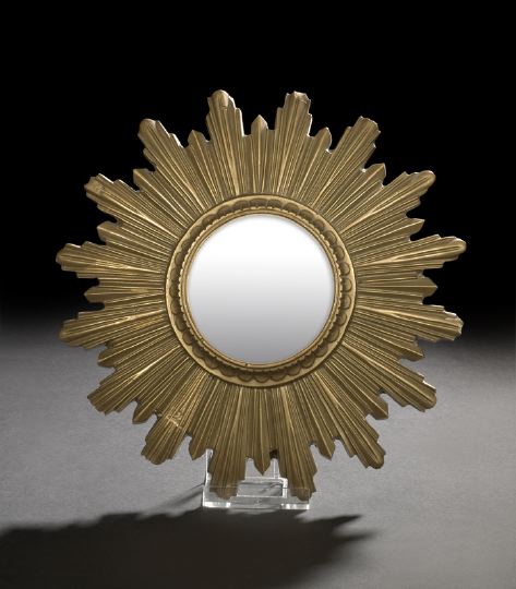 Appraisal: Italian Gilt Composite Sunburst Looking Glass of diminutive proportions the