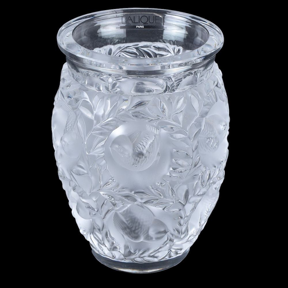 Appraisal: Lalique Bagatelle Frosted to Clear Crystal Vase Lalique Bagatelle Frosted