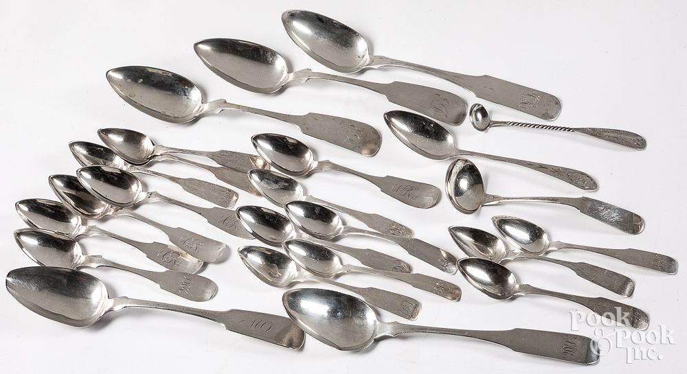 Appraisal: Group of coin silver flatware Group of coin silver flatware