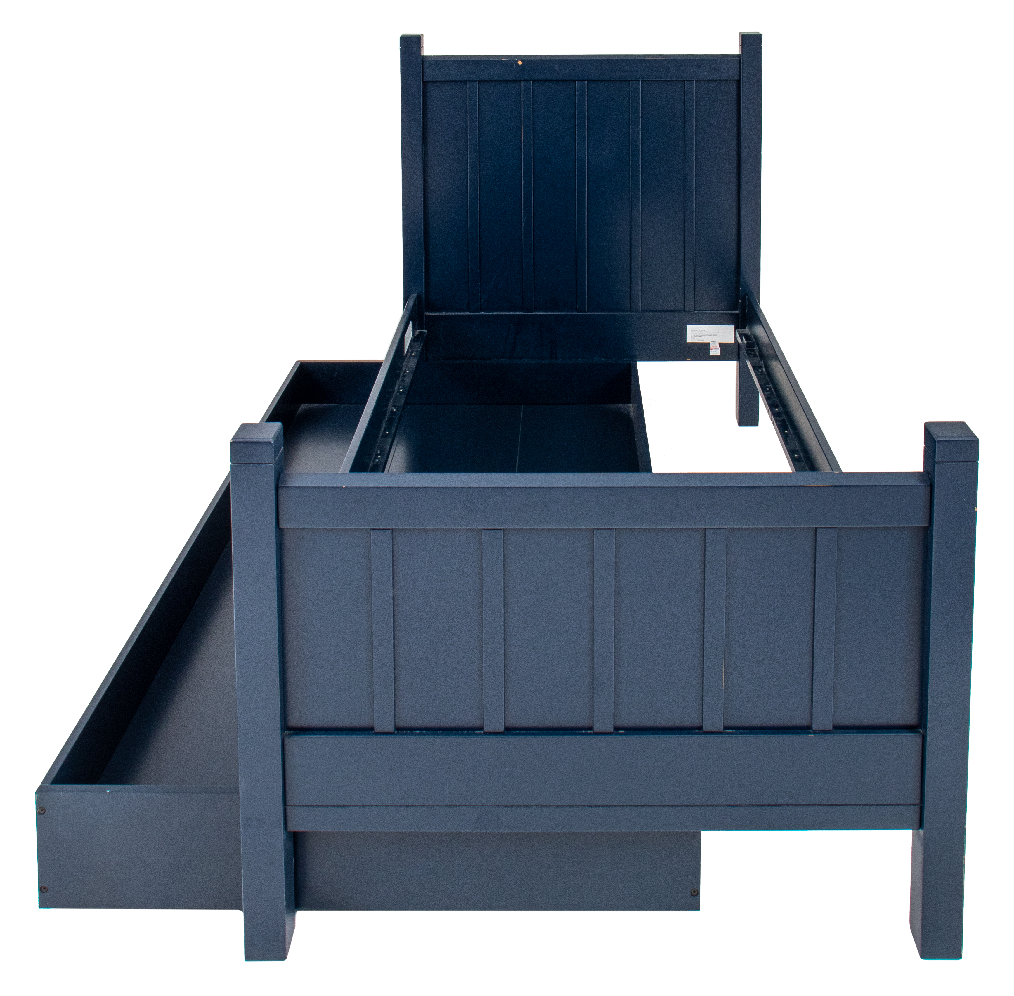 Appraisal: RUSTIC MODERN BLUE-PAINTED TWIN TRUNDLE BED Rustic Modern blue-painted trundle