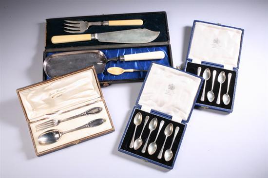 Appraisal: COLLECTION ENGLISH AND FRENCH SILVER George V fish set George