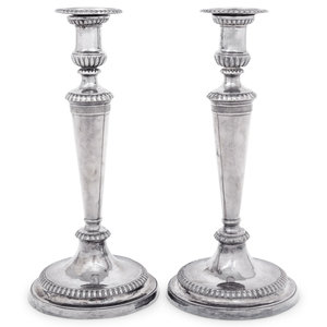 Appraisal: A Pair of Silver Candlesticks Height inches Property from the