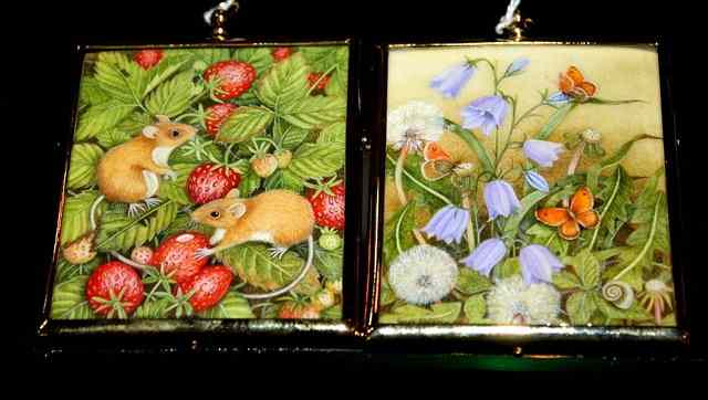 Appraisal: Joyce Rogerson th Century Wood mice and strawberries signed watercolour