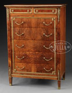 Appraisal: LOUIS XVI STYLE WALNUT TALL CHEST WITH GILT METAL MOUNTS