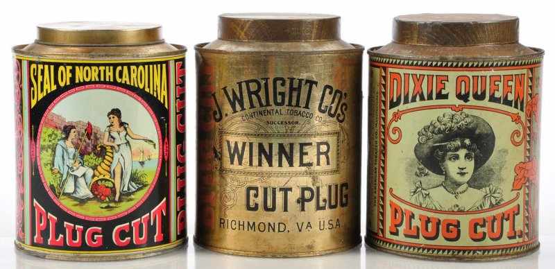 Appraisal: Lot of Small Top Tobacco Canisters Description Lot includes bright