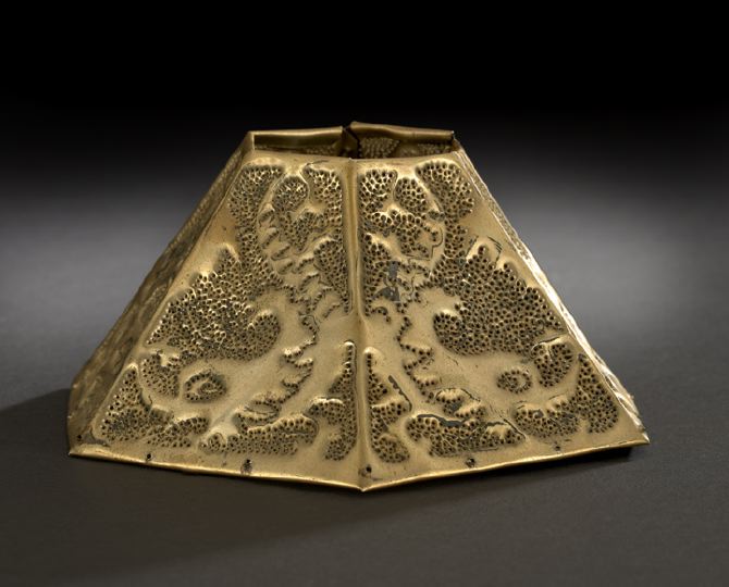 Appraisal: Newcomb College Hammered and Punched Brass Lamp Shade first quarter