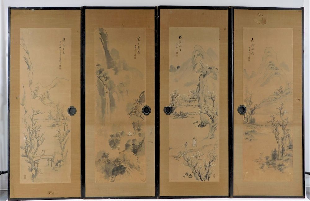 Appraisal: PC Chinese Landscape Seasons WC Panel Paintings China th Century