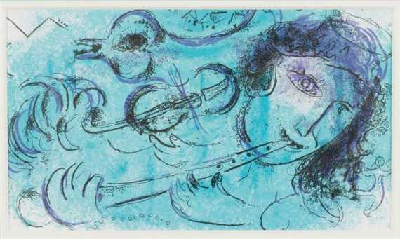 Appraisal: CHAGALL MARC Vitebsk - Saint-Paul-de-Vence The Flute Player Colour lithograph