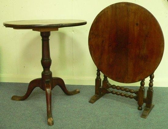 Appraisal: An oak tripod table cm diameter together with a stained