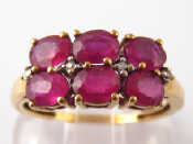 Appraisal: A carat gold ruby and diamond ring the rubies each