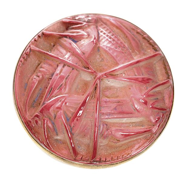 Appraisal: A RENE LALIQUE FROSTED GLASS 'SAUTERELLES' BROOCH CIRCA Moulded with