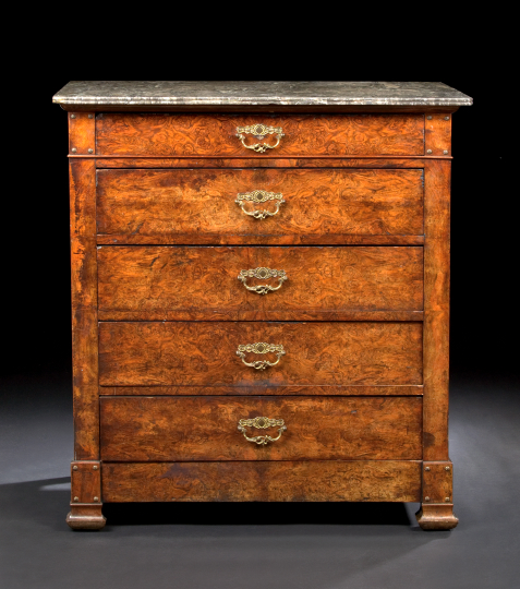 Appraisal: Louis-Philippe Walnut and Marble-Top Commode mid- th century the rounded