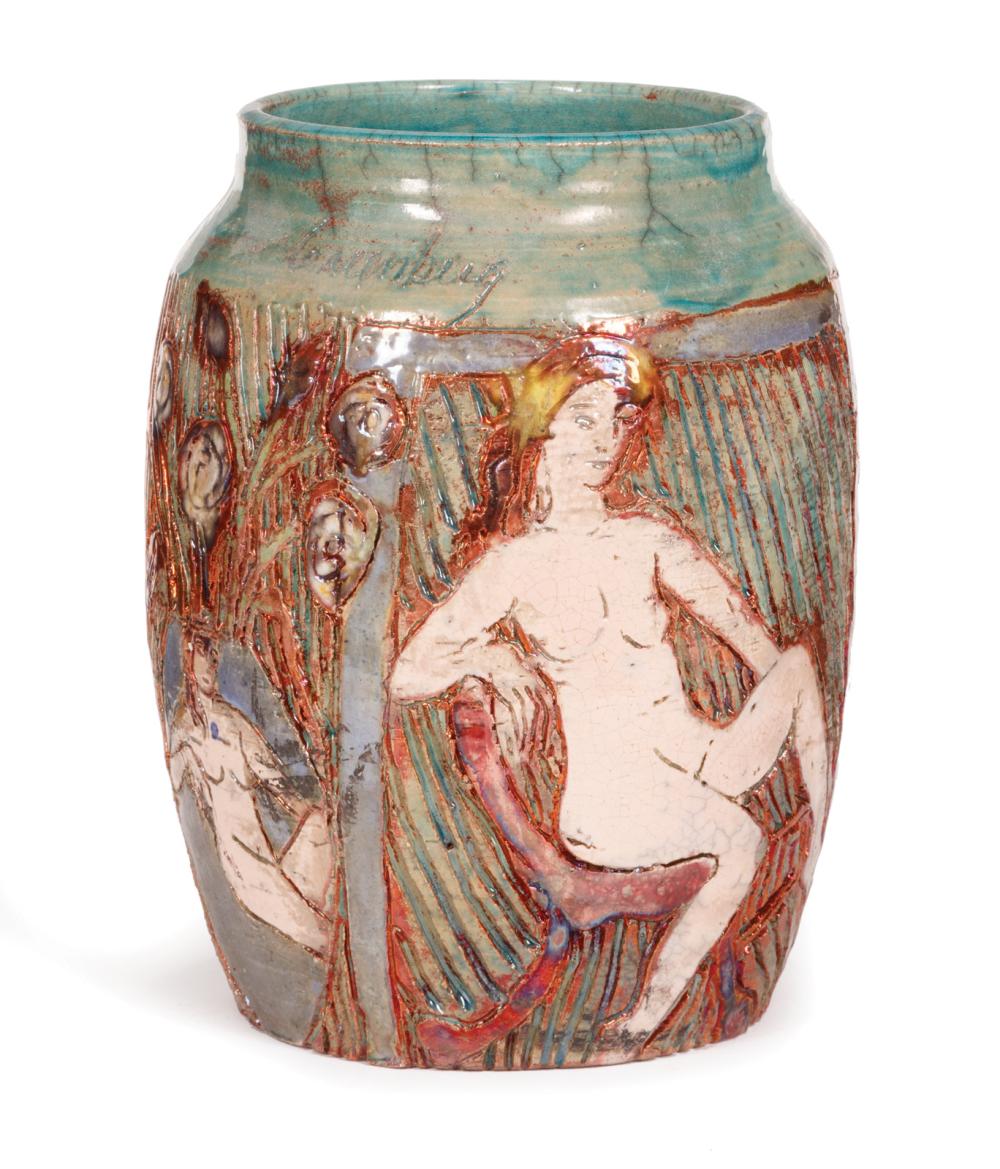 Appraisal: JoAnn Greenberg American New Orleans - Ceramic Vase Nudes in