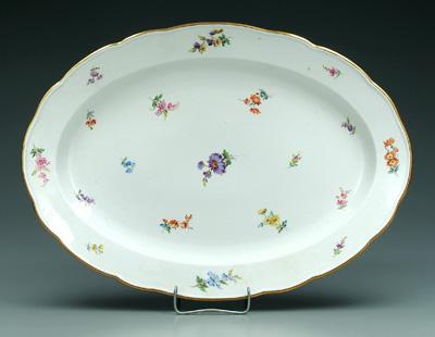 Appraisal: Meissen platter hand painted flowers on white field blue crossed