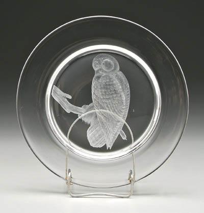 Appraisal: Steuben snowy owl plate designed by Sydney Waugh circa script