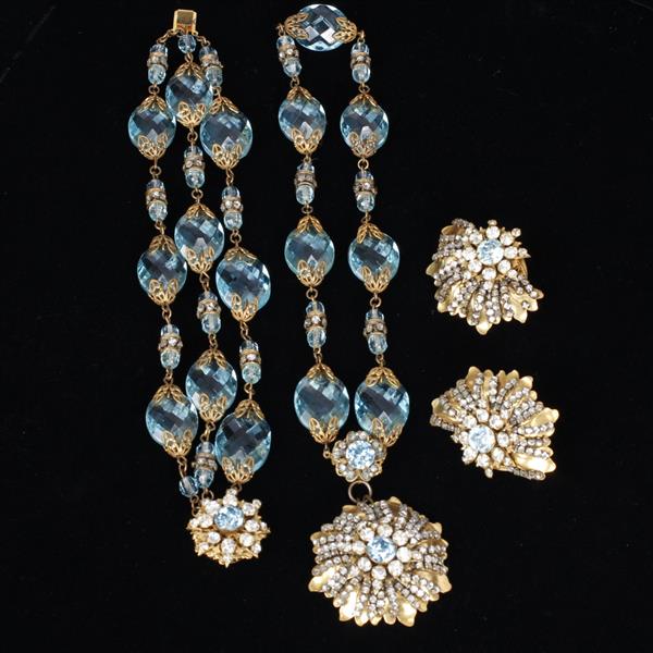 Appraisal: Miriam Haskell pc Necklace Bracelet Clip on Earrings necklace