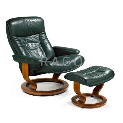 Appraisal: EKORNES President Paloma lounge and ottoman Norway Leather and teak