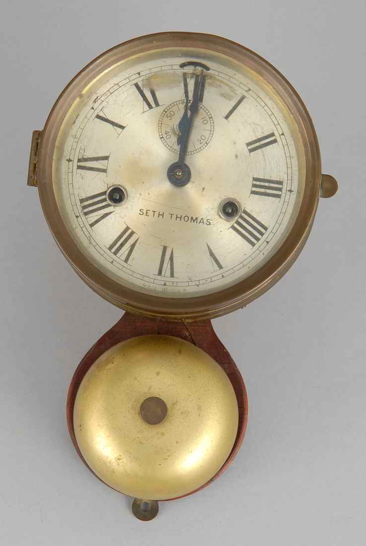 Appraisal: SETH THOMAS SHIP'S BELL CLOCK IN BRASS CASE Late th