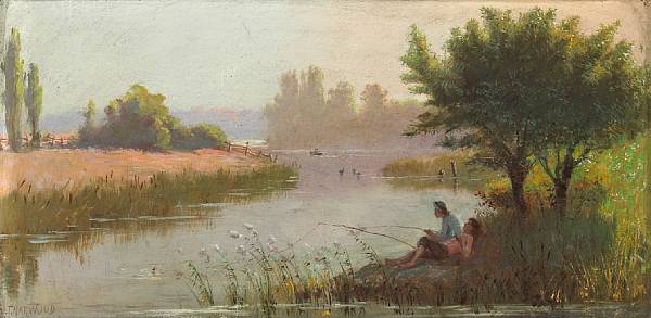 Appraisal: James Taylor Harwood American - Boys fishing on a summer