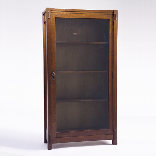 Appraisal: LIFETIME Single-door bookcase with copper hardware through-tenons and paneled sides