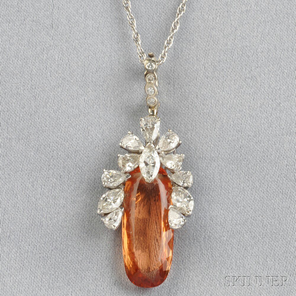 Appraisal: Topaz and Diamond Pendant set with a topaz measuring approx