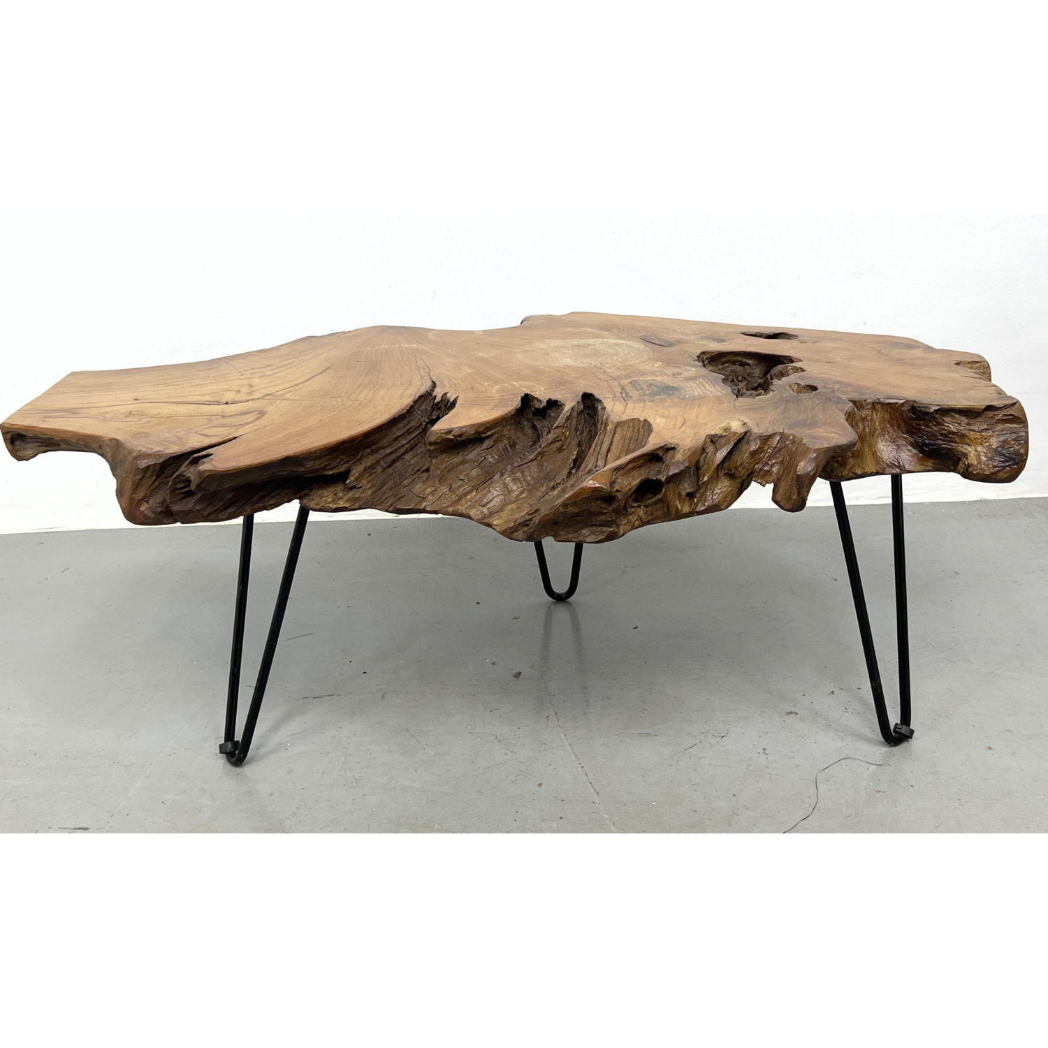 Appraisal: Natural Live Edge Wood Slab Top Coffee Table Artisan Craftsman