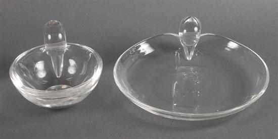 Appraisal: Two Steuben crystal candy dishes th century each with applied