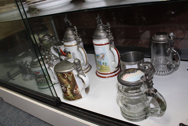 Appraisal: A GROUP OF VARIOUS GERMAN PORCELAIN AND GLASS BEERSTEINS together