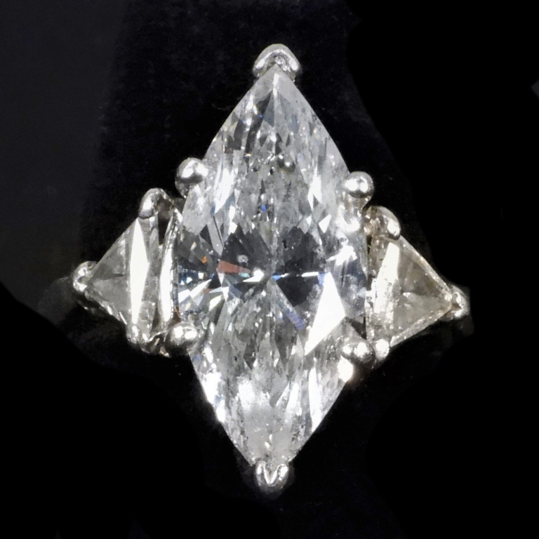 Appraisal: PLATINUM MARQUIS CT DIAMOND SOLITAIRE RING Marquis diamond color H