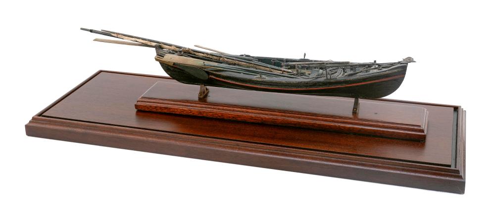 Appraisal: WOODEN MODEL OF WHALEBOAT TH CENTURY CASE HEIGHT LENGTH WIDTH