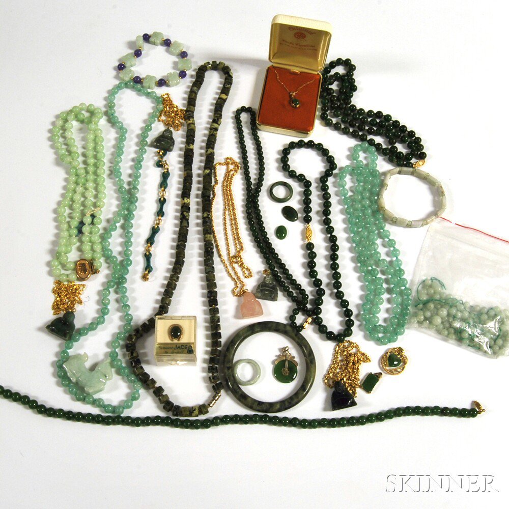 Appraisal: Group of Assorted Jade and Green Hardstone Jewelry mostly beaded