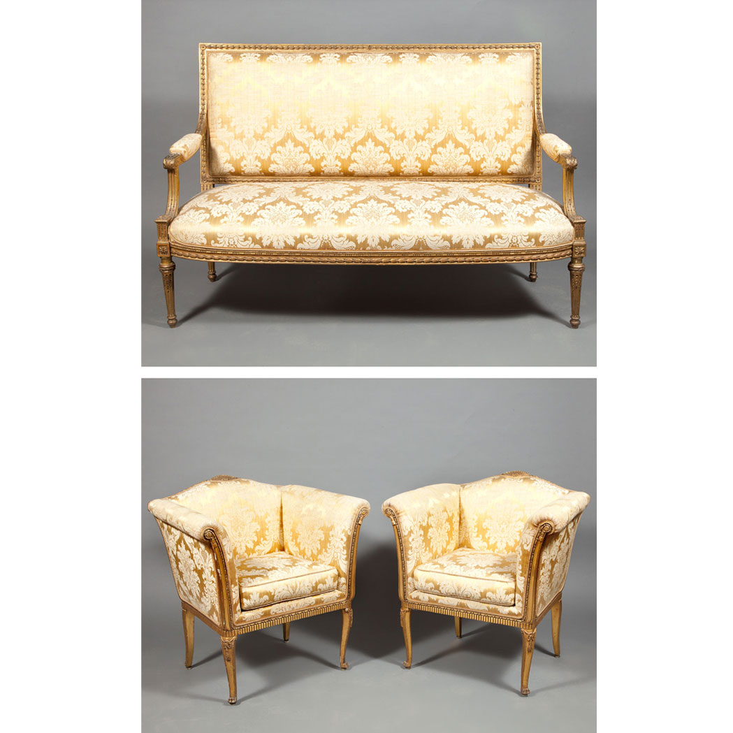 Appraisal: Assembled Louis XVI Style Gilt-Wood Salon Suite th Century Comprising